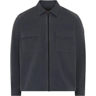 Langarmhemd BOSS ORANGE "Lorum", Herren, Gr. L (41/42), N-Gr, dunkelblau406, Web, Obermaterial: 100% Baumwolle, unifarben, oversize normal, Rundhals, Manschette mit Druckknopf, Hemden, Overshirt, Reißverschluss, Oversize Fit