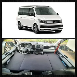 BREMER SITZBEZÜGE VW T5 T6 T6.1 California Multivan Caravelle Transporter kompatibles Fahrerhausbett - Schwarz