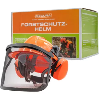 SECURA Premium Forsthelm mit Visier und Gehörschutz | Schutzhelm Kettensäge | Forstschutzhelm Sicherheitshelm EN 397