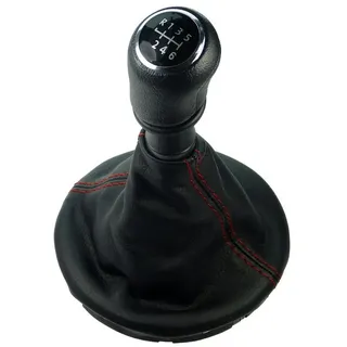 L & P Car Design Schalthebel Schaltsack Schaltknauf für VW T5 mit Rahmen (Set, 1 St., Schaltknauf, Schaltsack, Rahmen), Plug&Play Montage rot|schwarz