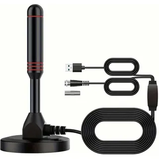 Leistungsstarke Zimmer-TV-Antenne TNT, 360°-Zimmer-TV-Antenne mit 50 km Reichweite, terrestrischer HD-TNT-Decoder mit hoher Verstärkung