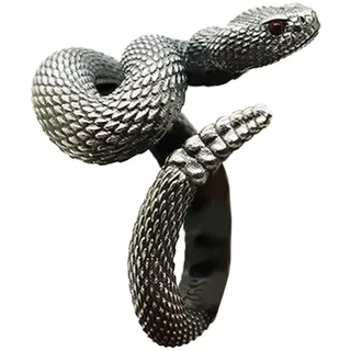 PEPWE Klapperschlange mit Schlangenmotiv, Punk, Gothic, Schlangenform, verstellbar, Unisex, Geburtstag, Schmuck, Klapperschlange für Herren