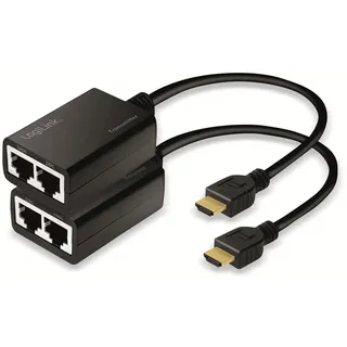 Logilink HD0021 HDMI-Extender-Set Full-HD (über LAN), 30m (1920x1080/60Hz), um HDMI Signale über Netzwerkkabel zu verlängern Schwarz