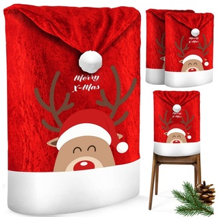 Kesser KESSER® Premium Weihnachtsstuhlüberzug Set Stuhlhussen für Weihnachten Nikolausmütze Stuhlbezug Husse Weihnachtsdeko für Stühle Überzieher - Stuhlabdeckung im weihnachtlichen Design