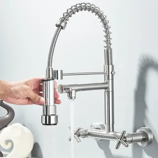 Küchenarmatur Ausziehbar Brause Wandarmatur Edelstahl Wasserhahn Mischbatterie