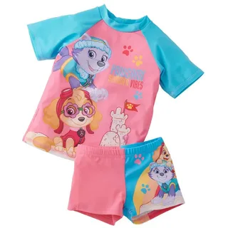 Paw Patrol Schwimmset UV-Schutz 50+ Badeanzug Set Oberteil und Hose, Zweiteiler in rosa 110/116