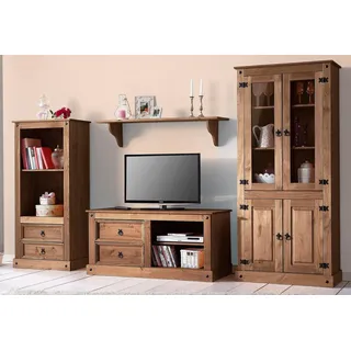 OTTO home Wohnwand, (Set, 3-St), bestehend aus 1 Vitrine, 1 Lowboard und 1 Regal, ohne Wandboard braun