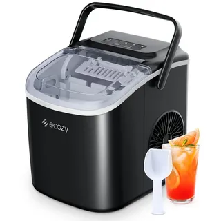 eCozy Eiswürfelmaschine IM-BS260C, Stummschalten, Selbstreinigung, Sensor Eis voll und Wasser hinzufügen schwarz