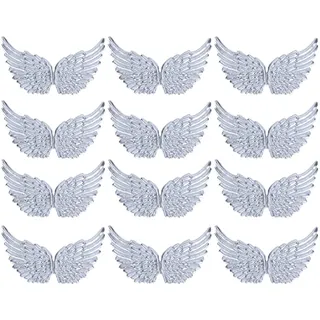 NUOBESTY 12 StüCke EngelsflüGel Stoff FlüGel Patches FüR Diy Handwerk Haarschmuck Silber EngelsflüGel Zum Basteln Glitzer Patches FüR Handwerk Tasche Haarschmuck Hemden Jeans