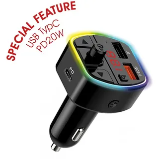 Transmedia FM Bluetooth Transmitter Freisprechanlage für Kfz Zigarettenanzünder WLAN-Antenne