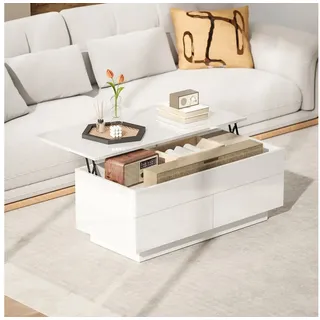 Homcom Couchtisch Höhenverstellbar Weiß Spanplatte 48 x 54,5 cm