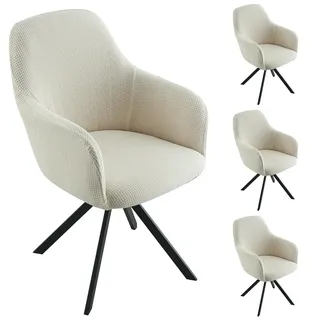 GDWD Stuhlbezug mit Armlehne, Stretch Stuhlhussen, Universal Abnehmbare Schonbezug, Hussen für Stühle, Waschbar Stuhlüberzug für Esszimmer, Küche, Wohnzimmer, Büro, Hochzeit Deko (Beigeweiß 4er Set)