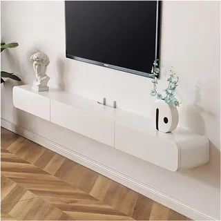 Conslika Schwebende TV-Regale Wandmontierter TV-Schrank Konsolen-Unterhaltungsregal Unter TV-Aufbewahrung Modernes hängendes Aufbewahrungsregal für Wohnzimmer(Weiß,120 * 24 * 18cm)