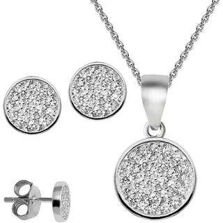 FIRETTI Schmuckset FIRETTI "Multipack Schmuck Geschenk Silber 925 Halskette Ohrschmuck", silber (silberfarben, kristallweiß, kristallweiß), Schmuck_Sets, Damen, Silber 925 (Sterlingsilber), Schmuckset, mit Zirkonia (synth.)