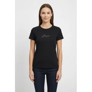 Boss T-Shirt BOSS ORANGE "Esogo_MA_crystal Premium Damenmode", Damen, Gr. XS (34), schwarz 001, Single Jersey, Obermaterial: 100% Baumwolle, unifarben, figurbetont, Rundhals, eingesetzt eingefasste Kante, Shirts T-Shirt, mit glitzer Logoschriftzug