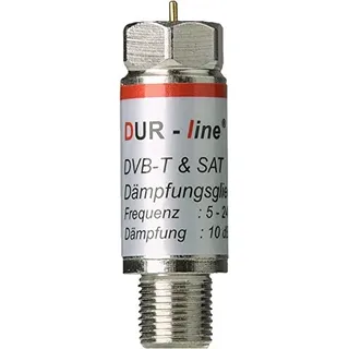 Dur-Line Dämpfungsglied 10 dB für Kabel- DVBT- und Satbereich mit exzellentem, linearem Frequenzgang