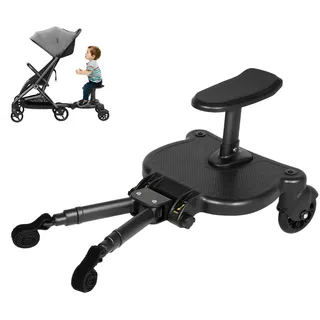 Buggy Board mit Sitz, Trittbrett Mitfahrbrett Universal für Alle Kinderwagen, Kinderwagen Board/Zubehör, Kiddy Board Kompatibel Stehbrett Universal für 3-7 Jahre, Bearing 25kg