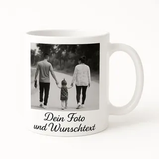 Tasse Personalisiert mit Foto und Wunschtext Bedruckt Fototasse gestalten Tassen individuell mit eigenem Bild, 330 ml Keramik Fototasse mit Wunschtext, Tasse selbst individuell gestalten