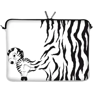 Digittrade GmbH Digittrade LS111-13 Zebra Designer Mac Book Tasche 13 Zoll aus Neopren passend als iPad Pro Case 12.9 bis 13.3 Zoll (33.8 cm) MacBook Air Hülle schwarz-weiß