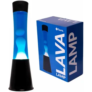 Fisura - Weiße und blaue Lavalampe. Schwarzer Sockel, blaue Flüssigkeit und weiße Lava. Lavalampe mit Ersatzbirne. Abmessungen: 11 x 11 x 39,5 Zentimeter.