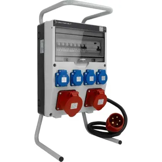 Doktorvolt Baustromverteiler mit Stecker 16A 32A 4x230V auf Ständer Mobilverteiler Stromverteiler TGD-S/FI 32A 16A 4x230V Stromverteiler Wandverteiler mit VD...