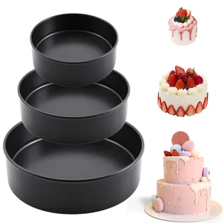 HQILRRA Kuchenform Rund,Backform Rund-10/15/20cm, Backform Set,Antihaftbeschichtung,Obstkuchenform,Geeignet zum Backen von Käsekuchen, Mousse-Kuchen, Chiffon-Kuchen und anderen Kuchen.