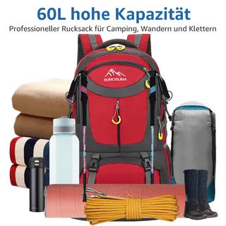 Rucksack Wasserdicht 60L Wanderrucksack Sportrucksack Reise Trekkingrucksack DE