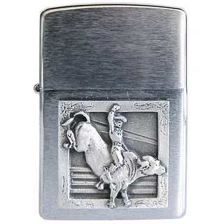 Chrome Brushed EMBLEM-ZIPPO neu+ovp RODEO BULL