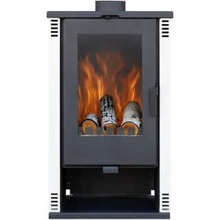 Kaminofen holzofen ALAZ K10M Elfenbeinfarbe 10 kW, Kamin Heizofen Dauerbrandofen Holzofen, Кaminholz Hüttenofen, Кaminfeuer, Briketts Kamin, Fireplace Wood