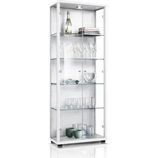 K-Möbel Glasvitrine Stehend in Weiss (176x67x33 cm) Wohnzimmer, Wohnwände, Vitrinenschränke