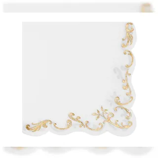 Partydeco 12 Servietten Papier 33x33cm 3-lagig hochwertige Einweg Papierservietten Tischservietten Hochzeitsservietten Taufservietten Hochzeit Gold Ornament