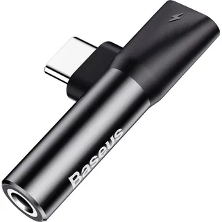 Baseus 2in1 USB Typ-C Adapter USB-C - 3,5 mm Klinke + USB-C Buchse, Schwarz