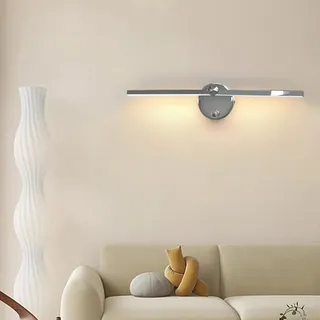 LOGT LED Spiegelleuchte Dimmbar Spiegellampen mit Schalter Bilderleuchte Wandlampe 300 ° Drehbare Schminklicht Innen Bad Spiegelschrank Beleuchtung 3000k-6000k Badezimmer Bilderlampe,Chrome