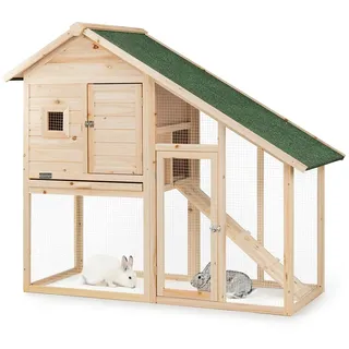 LIONTO Kleintierstall 140 x 65 x 119 cm braun