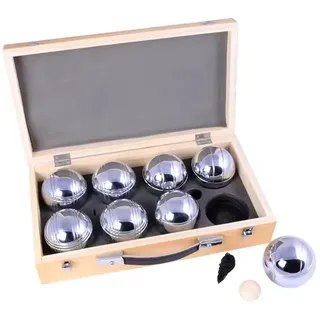 Boule Set in Holzkoffer Cranit 8 Boule Pétanque Kugeln inklusive Schweinchen Zielkugel RE65 DPLI2