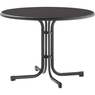 Sieger Boulevard-Klapptisch mit mecalit-Pro-Platte Ø 100 x 72 cm eisengrau/schieferdekor anthrazit klappbar