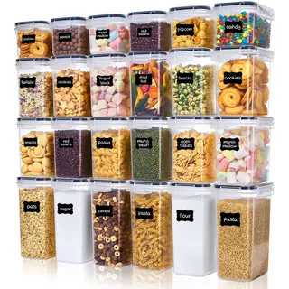 Vtopmart Vorratsdosen mit Deckel Luftdicht, Set mit 24 Vorratsbehälter, BPA-frei, Küchen Aufbewahrungsboxen für Mehl, Zucker, Körner, Mit Schreibstift und Etikett