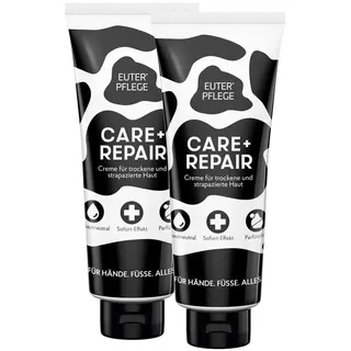 EUTERPFLEGE Care + Repair Creme, 2x 400ml, intensive Pflege für trockene Haut, Feuchtigkeitscreme für Hand und Körper, parfümfrei, Allergiker geeignet