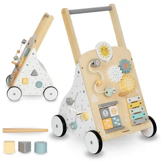 Mamabrum Lauflernwagen mit Motorikspielzeug und Xylophon für Kinder