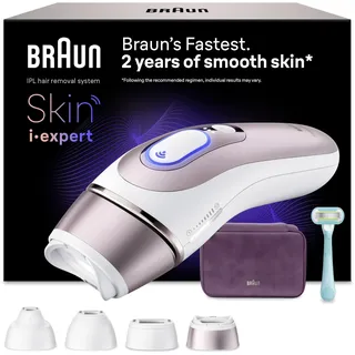 Braun Smart IPL Geräte Haarentfernung Skin i·expert 7 — Professionelle Dauerhafte Laser Haarentfernung für Zuhause, Designed in Germany — Inkl. Etui, Venus Rasierer, 4 Aufsätze — PL7431, Weiß/Rosegold