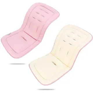 LAT Universal Sitzauflage Kinderwagen, Baumwolle Doppelseitig Verwendbares Sitzeinlage für Kinderwagen, 78x34cm Universal Kinderwagen Einlage für Babyschale Buggy (Rosa+Hellgelb)