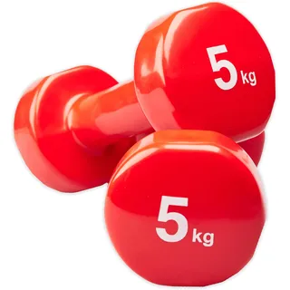 Vinyl Kurzhantelset - 2er Set von 0.5 bis 5 kg - Fitness Hanteln - Kurzhanteln ROT 1kg