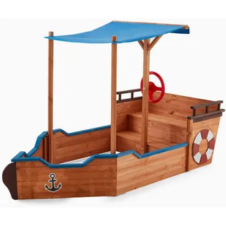 Home Deluxe Holzsandkasten MATSCHEKISTE mit Dach Blau