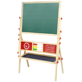IDENA Magnetstandtafel 2-seitig, mit Ablage, Abacus und Uhr