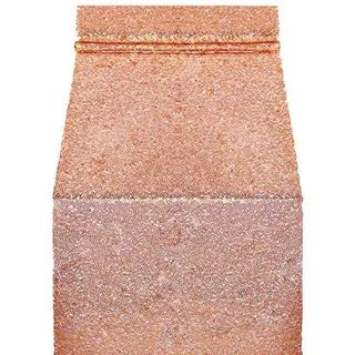 Gardenlovers Tischläufer Rosegold Pailletten 30x275cm | Hochzeit Deko Rose Gold | Tischband Glitzer | Tischdeko Geburtstag Party | Herbst Tischläufer | Sequin