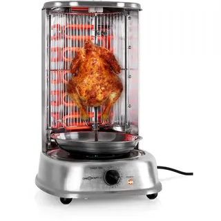 oneConcept Kebap Master - Dönergrill, Hähnchengrill, Gyrosgrill, Vertikalgrill, Drehgrill mit Drehspieß, Elektro-/ Tischgrill für zu hause, max. Leistung: 1800 W, 360° Hitzeverteilung, silber