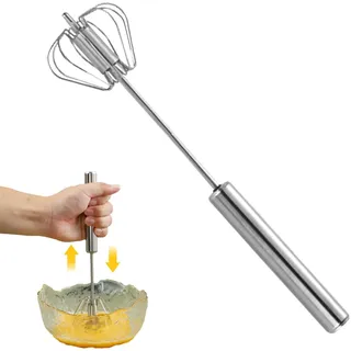 Halbautomatischer Schneebesen, Handmixer-Eierschläger, Hand-Eierbesen, Edelstahl-Ei-Rühr-Schneebesen, Küchenhelfer, Tragbarer Milchaufschäumer Zum Zubereiten Von Sahne, Mixen, Rühren, Schlagen