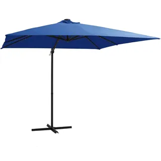 vidaXL Ampelschirm mit LED-Leuchten 250 x 250 cm azurblau