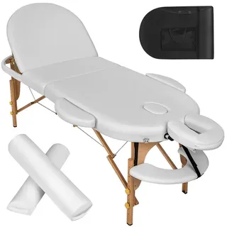 Tectake tectake® Massageliege oval mit 5 cm Polsterung, Rollen und Holzgestell