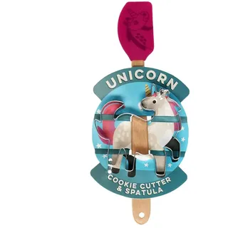 Ausstechform und Mini-Spachtel Einhorn Ausstecher pinker Teigschaber